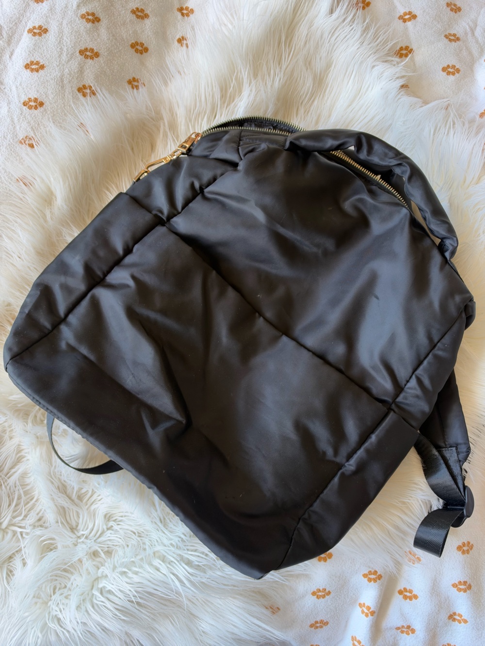 a new day Black Nylon Backpack with Gold Hardware